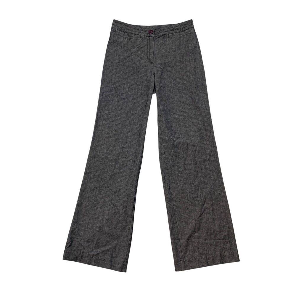 J Jill Pants Womens 2 Gray Linen Blend Stretch Wide Leg Welt Pockets Trousers